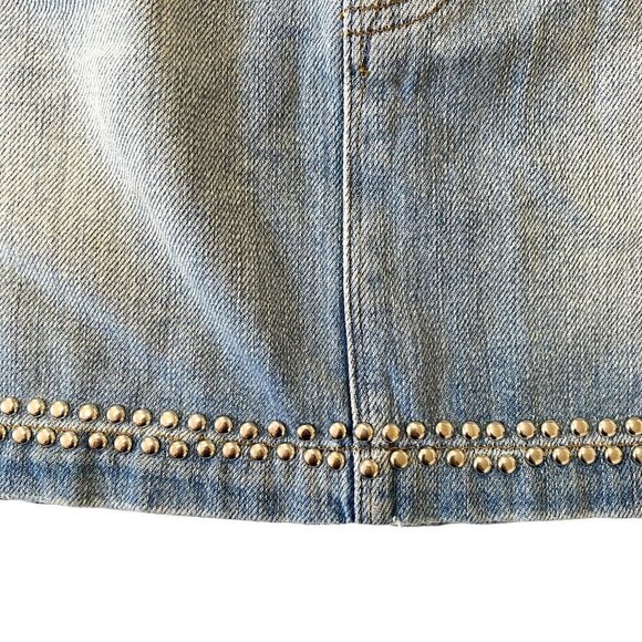 NWT Frame Denim Le Mini Skirt Studded,‎  Size 24, Blue with Silver Studs - Picture 9 of 15